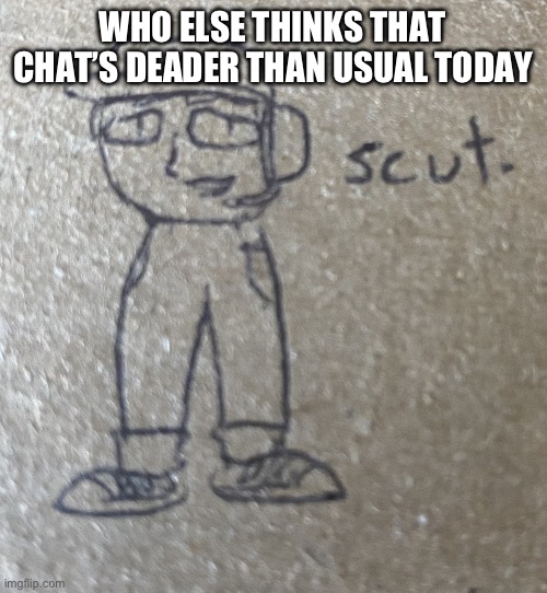 Scut | WHO ELSE THINKS THAT CHAT’S DEADER THAN USUAL TODAY | image tagged in scut | made w/ Imgflip meme maker