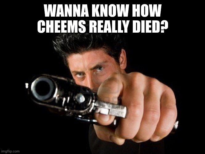 Guy With Gun | WANNA KNOW HOW CHEEMS REALLY DIED? | image tagged in guy with gun | made w/ Imgflip meme maker