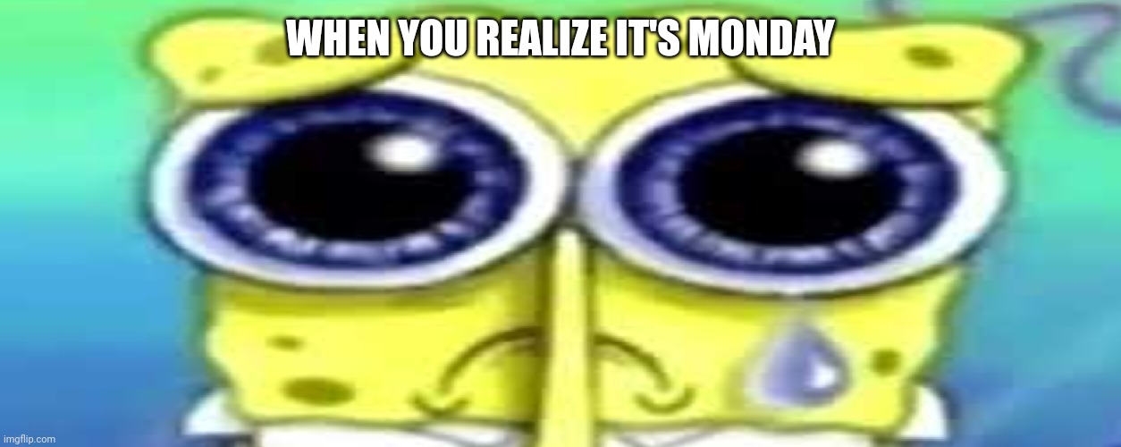 AI meme | WHEN YOU REALIZE IT'S MONDAY | image tagged in sad spong | made w/ Imgflip meme maker