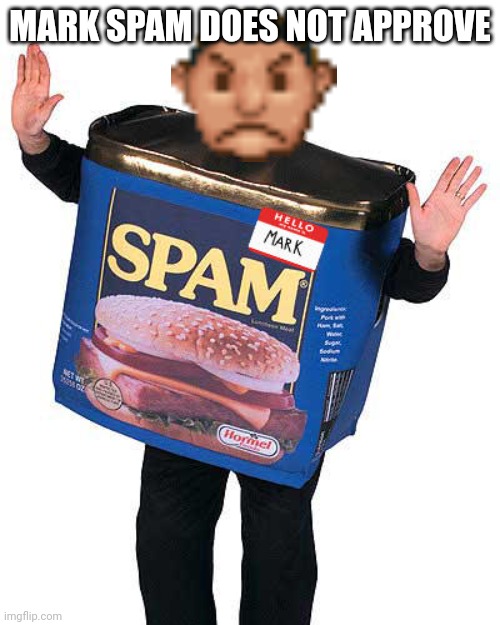 Spam Mark | MARK SPAM DOES NOT APPROVE | image tagged in spam mark | made w/ Imgflip meme maker