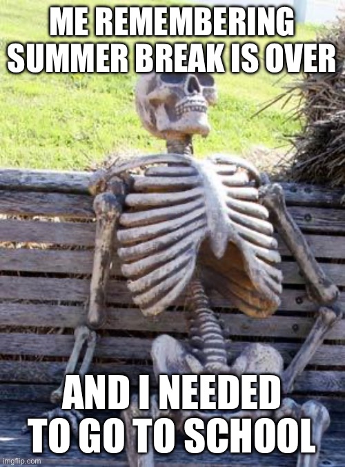 Waiting Skeleton Meme | ME REMEMBERING SUMMER BREAK IS OVER; AND I NEEDED TO GO TO SCHOOL | image tagged in memes,waiting skeleton | made w/ Imgflip meme maker