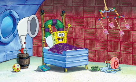 SpongeBob waking up happy Blank Meme Template