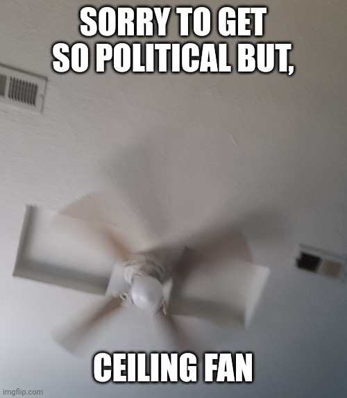Ceiling fan. | SORRY TO GET SO POLITICAL BUT, CEILING FAN | image tagged in ceiling fan | made w/ Imgflip meme maker