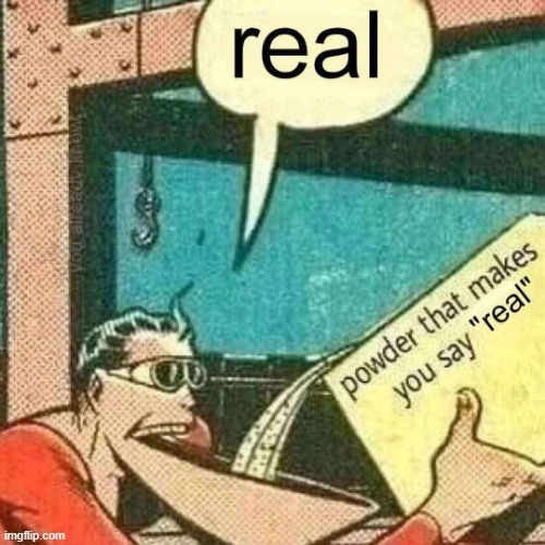 Powder that makes you say real | image tagged in powder that makes you say real | made w/ Imgflip meme maker