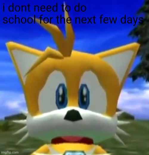 Dreamcast Tails | i dont need to do school for the next few days | image tagged in dreamcast tails | made w/ Imgflip meme maker