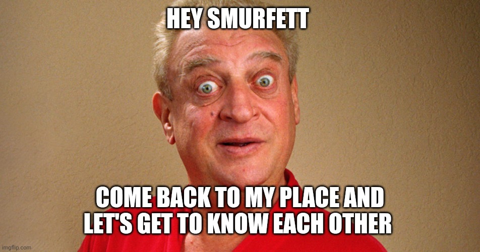 I get no respect, no respect | HEY SMURFETT COME BACK TO MY PLACE AND LET'S GET TO KNOW EACH OTHER | image tagged in i get no respect no respect | made w/ Imgflip meme maker