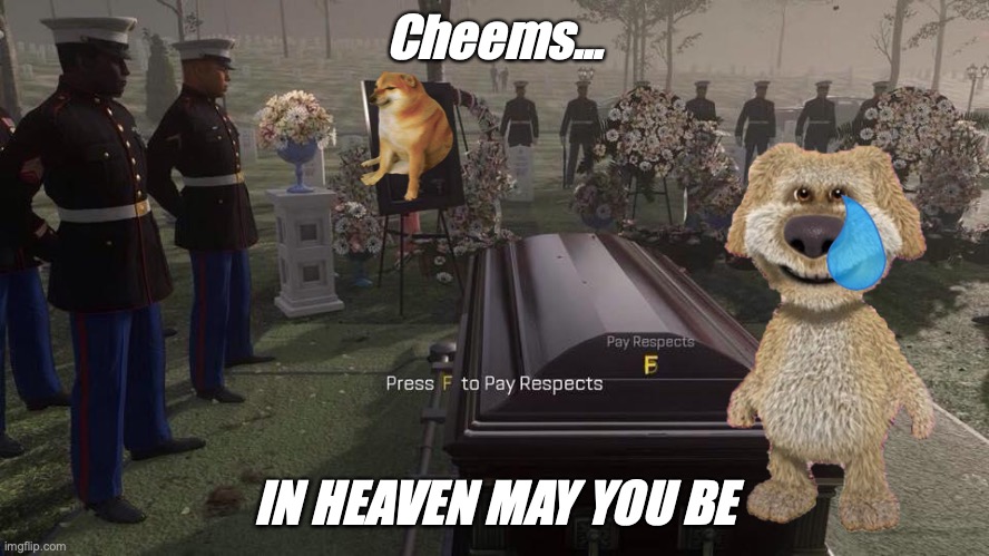 Press F to Pay Respects | Cheems... IN HEAVEN MAY YOU BE | image tagged in press f to pay respects | made w/ Imgflip meme maker