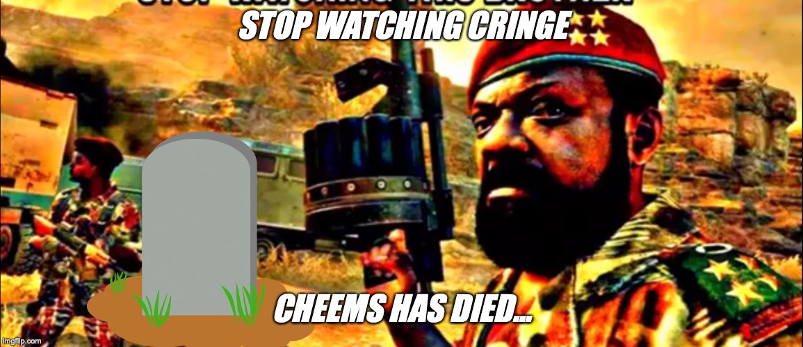 The death of cheems :( | STOP WATCHING CRINGE; CHEEMS HAS DIED... | image tagged in mpla | made w/ Imgflip meme maker