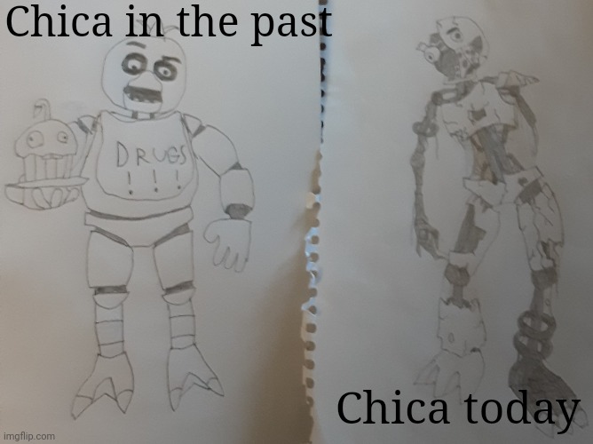 Waahhh | Chica in the past; Chica today | made w/ Imgflip meme maker