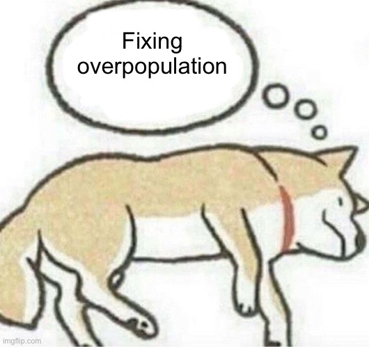 Shiba Inu Thought bubble | Fixing overpopulation | image tagged in shiba inu thought bubble | made w/ Imgflip meme maker