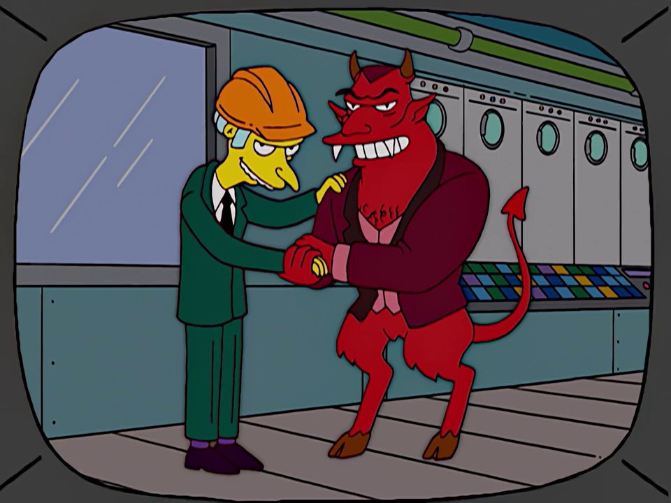 Mr. Burns with the devil Blank Meme Template