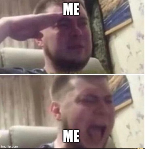 ME ME | image tagged in crying salute | made w/ Imgflip meme maker