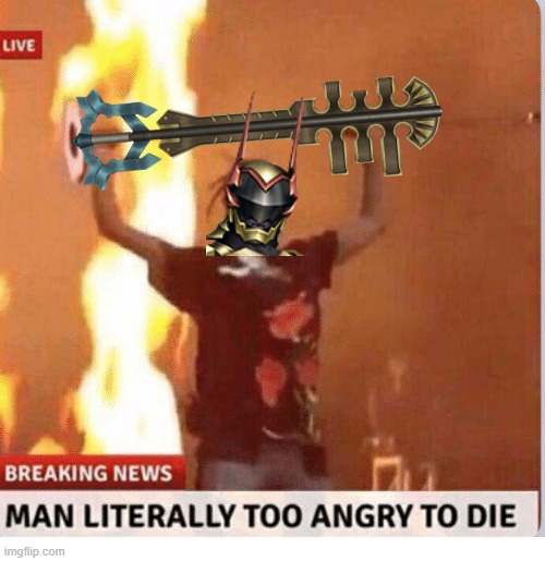 Man too Angry  to die | image tagged in man too angry to die,kingdom hearts | made w/ Imgflip meme maker