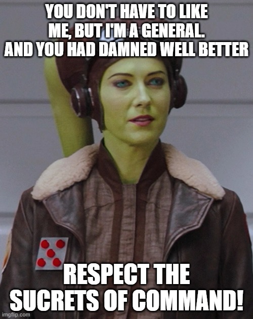 YOU DON'T HAVE TO LIKE ME, BUT I'M A GENERAL. AND YOU HAD DAMNED WELL BETTER; RESPECT THE SUCRETS OF COMMAND! | image tagged in sucrets of command | made w/ Imgflip meme maker