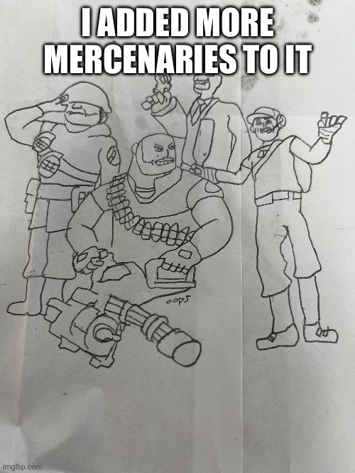 I am bad at drawing guns | I ADDED MORE MERCENARIES TO IT | image tagged in tf2,drawing | made w/ Imgflip meme maker