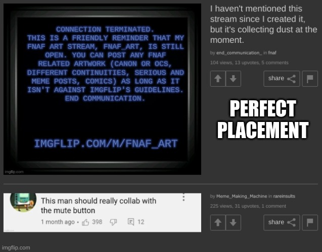 PERFECT PLACEMENT | made w/ Imgflip meme maker