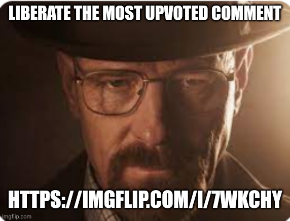 Furry image, 2 ups comment, 1 reply | LIBERATE THE MOST UPVOTED COMMENT; HTTPS://IMGFLIP.COM/I/7WKCHY | image tagged in heisenberg | made w/ Imgflip meme maker