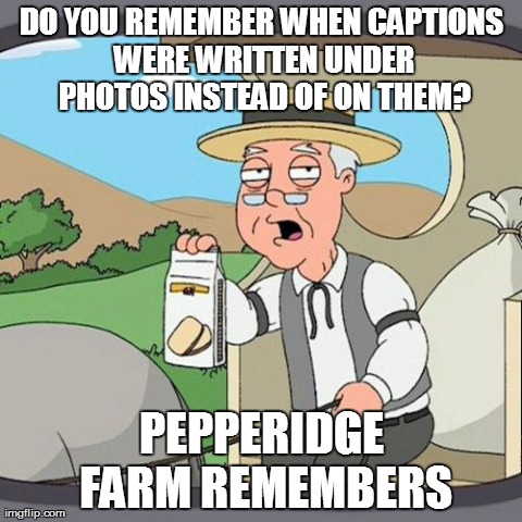 Pepperidge Farm Remembers | DO YOU REMEMBER WHEN CAPTIONS WERE WRITTEN UNDER PHOTOS INSTEAD OF ON THEM? PEPPERIDGE FARM REMEMBERS | image tagged in memes,pepperidge farm remembers | made w/ Imgflip meme maker