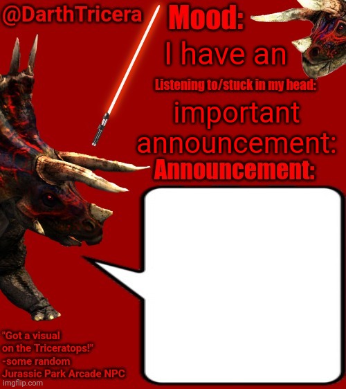 I'm late on the AI announcement temp trend but uh anyways GA Chat | I have an; important announcement: | image tagged in darthtricera announcement template 2 | made w/ Imgflip meme maker