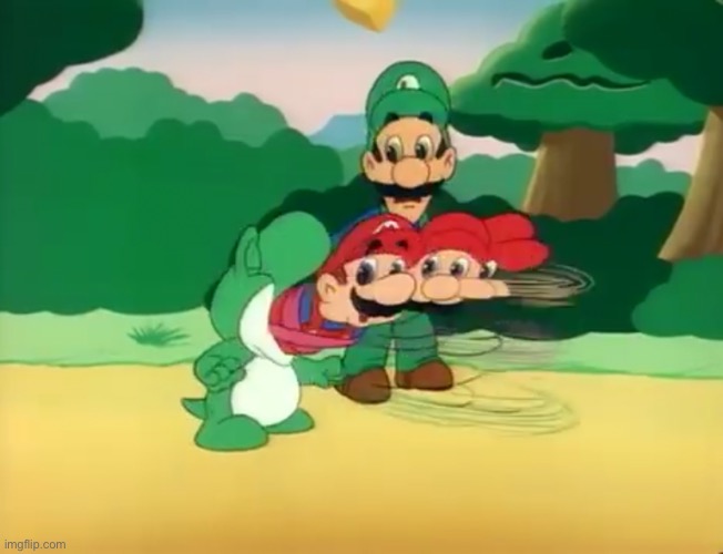 Mama Luigi- yoshi swallows Mario | image tagged in mama luigi- yoshi swallows mario | made w/ Imgflip meme maker