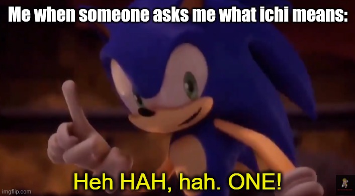 sonic one | Me when someone asks me what ichi means: | image tagged in sonic one | made w/ Imgflip meme maker