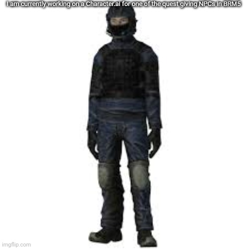 the he | I am currently working on a Character.ai for one of the quest giving NPCs in BRM5 | image tagged in the he | made w/ Imgflip meme maker