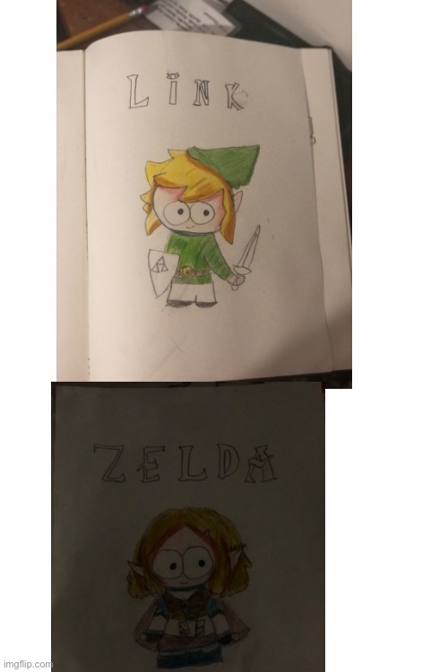 I drew Link and Zelda as South Park characters! | image tagged in south park,zelda,link | made w/ Imgflip meme maker