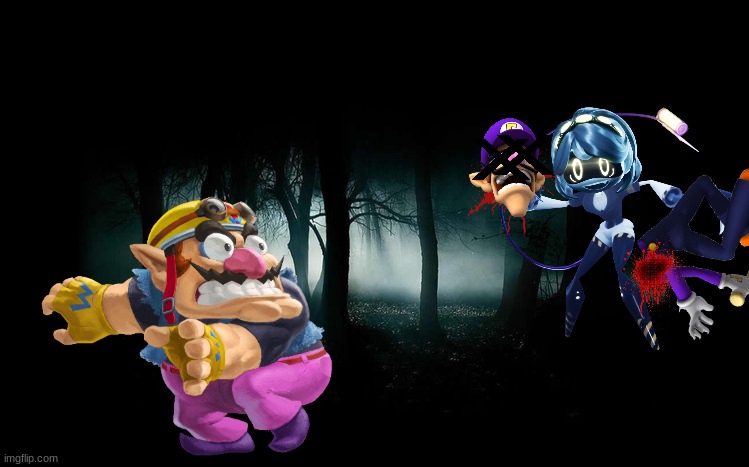 Wario dies by V in a dark forest while he tries to find Waluigi.mp3 | image tagged in dark forest,wario dies,wario,waluigi,murder drones | made w/ Imgflip meme maker