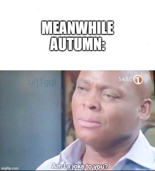 am I a joke to you | MEANWHILE AUTUMN: | image tagged in am i a joke to you | made w/ Imgflip meme maker