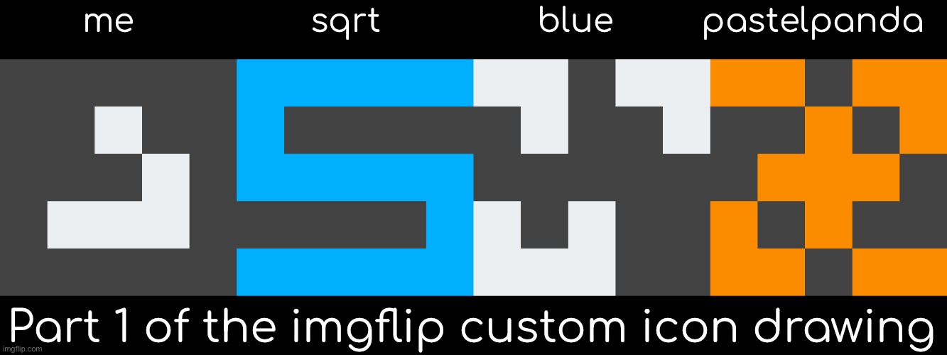 1 upvote and part 2 comes out | me                  sqrt                blue         pastelpanda; Part 1 of the imgflip custom icon drawing | image tagged in imgflip users | made w/ Imgflip meme maker
