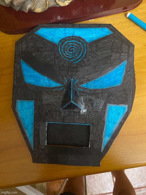 Just another layer of black paint, the string to tie it to my head and it’s done! | made w/ Imgflip meme maker
