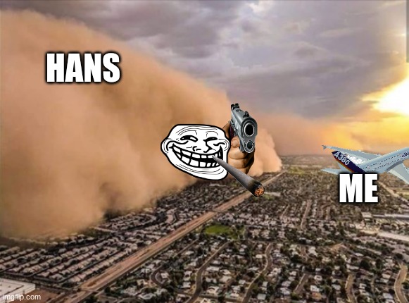 Dust Doge Storm | HANS; ME | image tagged in dust doge storm | made w/ Imgflip meme maker