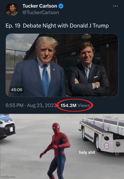 154 million views and counting. | image tagged in holy shit | made w/ Imgflip meme maker