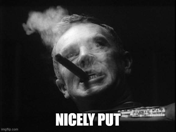 General Ripper (Dr. Strangelove) | NICELY PUT | image tagged in general ripper dr strangelove | made w/ Imgflip meme maker