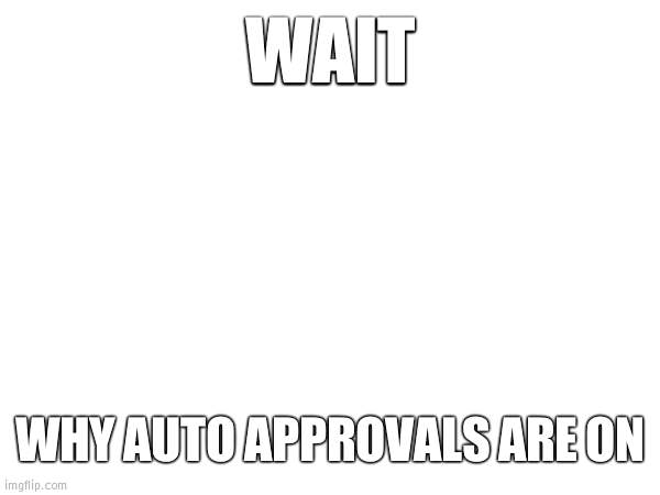 uhmm | WAIT; WHY AUTO APPROVALS ARE ON | image tagged in what | made w/ Imgflip meme maker