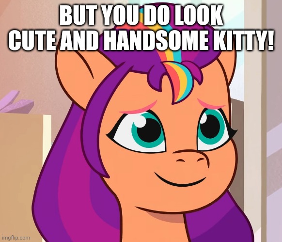 BUT YOU DO LOOK CUTE AND HANDSOME KITTY! | made w/ Imgflip meme maker