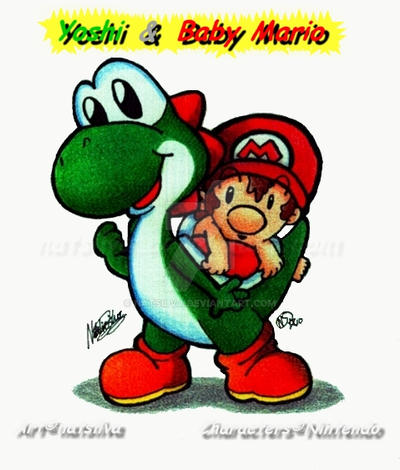 High Quality Green Yoshi & baby Mario Blank Meme Template