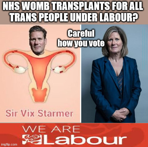 NHS Womb transplants for Trans people under Starmers Labour? | NHS WOMB TRANSPLANTS FOR ALL 
TRANS PEOPLE UNDER LABOUR? Careful how you vote; #Immigration #Starmerout #Labour #wearecorbyn #KeirStarmer #DianeAbbott #McDonnell #cultofcorbyn #labourisdead #labourracism #socialistsunday #nevervotelabour #socialistanyday #Antisemitism #Savile #SavileGate #Paedo #Worboys #GroomingGangs #Paedophile #IllegalImmigration #Immigrants #Invasion #StarmerResign #Starmeriswrong #SirSoftie #SirSofty #Blair #Steroids #Economy #Womb #WombTransplant | image tagged in labourisdead,illegal immigration,starmerout getstarmerout,stop boats rwanda echr,greenpeace just stop oil | made w/ Imgflip meme maker