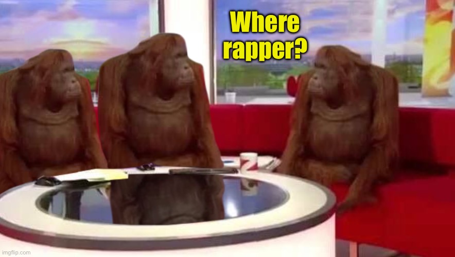 Where rapper? | image tagged in where monkey | made w/ Imgflip meme maker