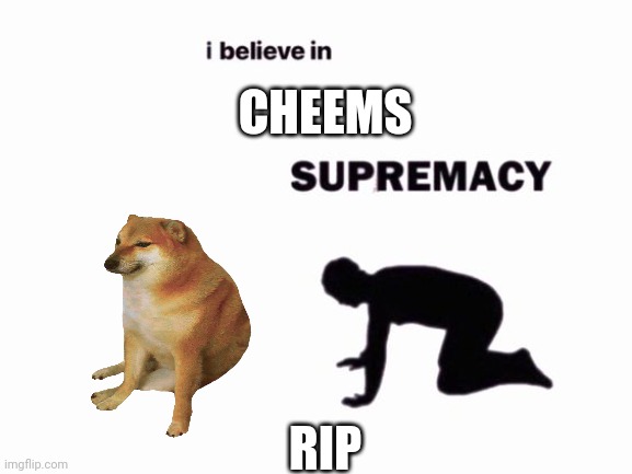 RIP | CHEEMS; RIP | image tagged in i believe in __ supremacy | made w/ Imgflip meme maker