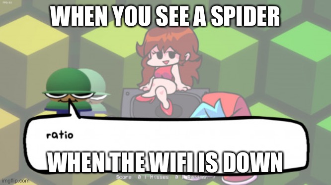 Ai meme so confusing | WHEN YOU SEE A SPIDER; WHEN THE WIFI IS DOWN | image tagged in brobgonal ratio | made w/ Imgflip meme maker