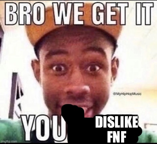 BRO WE GET IT YOU'RE GAY | DISLIKE FNF | image tagged in bro we get it you're gay | made w/ Imgflip meme maker