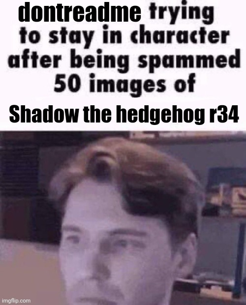 X trying to stay in character | dontreadme; Shadow the hedgehog r34 | image tagged in x trying to stay in character | made w/ Imgflip meme maker