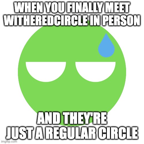 AI is getting better and sadly I've used all my AI for the month. | WHEN YOU FINALLY MEET WITHEREDCIRCLE IN PERSON; AND THEY'RE JUST A REGULAR CIRCLE | image tagged in circle | made w/ Imgflip meme maker