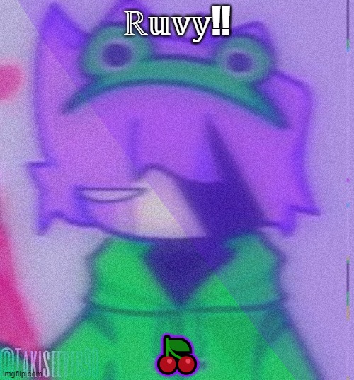 Ruvy!! | ℝ𝕦𝕧𝕪!! 🍒 | image tagged in ruv,fnf,cute,purple,aesthetic,cherry | made w/ Imgflip meme maker