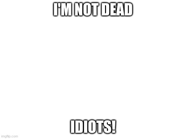 I'M NOT DEAD | I'M NOT DEAD; IDIOTS! | image tagged in know your meme well i just wanna say that i'm a huge fan | made w/ Imgflip meme maker
