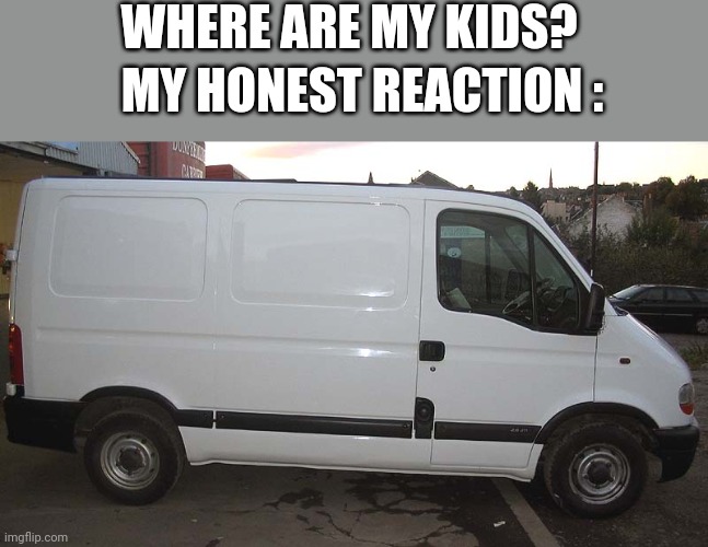 Blank White Van | WHERE ARE MY KIDS? MY HONEST REACTION : | image tagged in blank white van | made w/ Imgflip meme maker