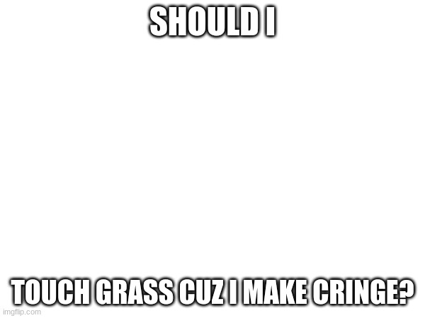 idk | SHOULD I; TOUCH GRASS CUZ I MAKE CRINGE? | image tagged in question | made w/ Imgflip meme maker