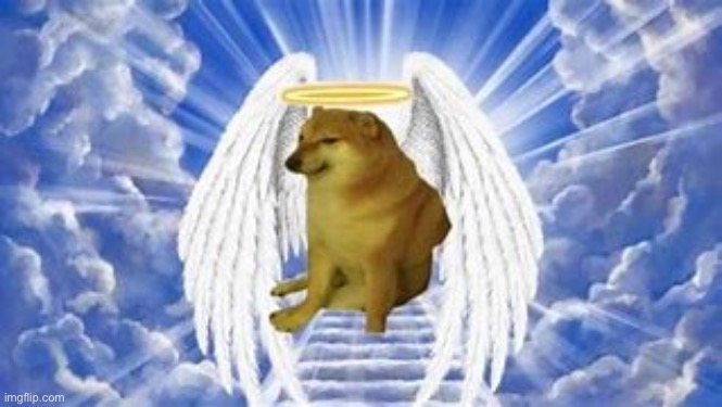 Heavenly Cheems | image tagged in heavenly doge | made w/ Imgflip meme maker