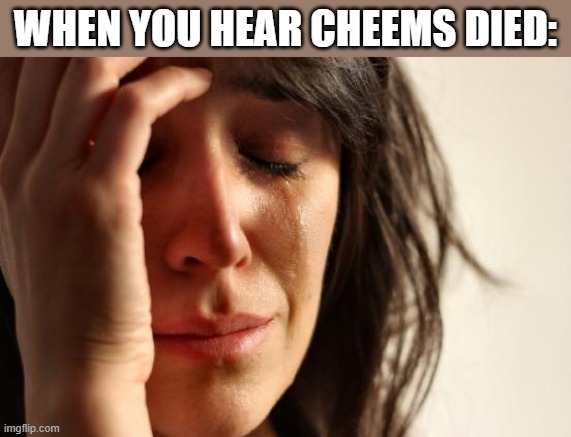 First World Problems | WHEN YOU HEAR CHEEMS DIED: | image tagged in memes,first world problems,sad,cheems,buff doge vs cheems | made w/ Imgflip meme maker